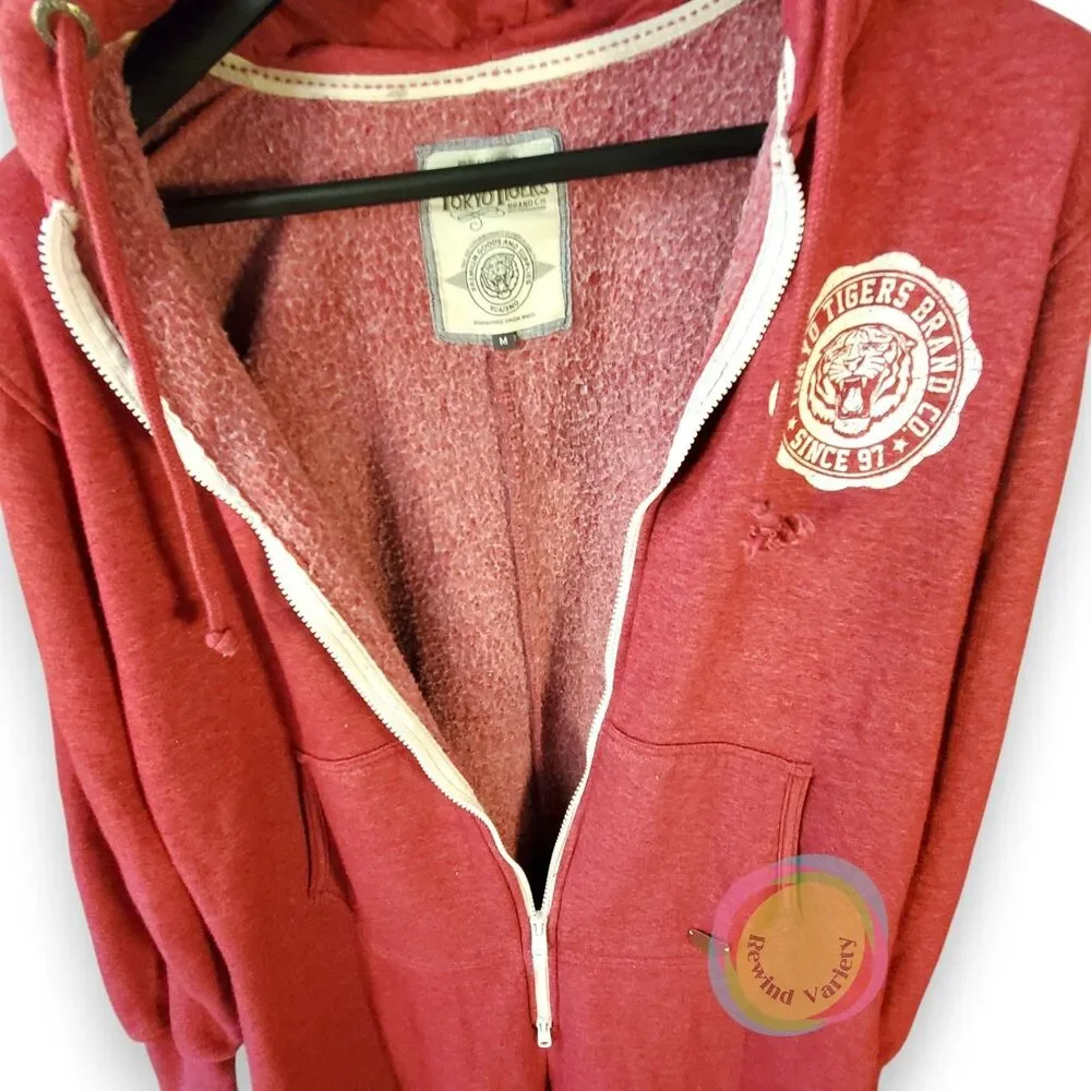 Tokyo Tigers Camerton Hooded Union Suit Mens M Claret Red Zip Jumpsuit One-Piece - Picture 14 of 16